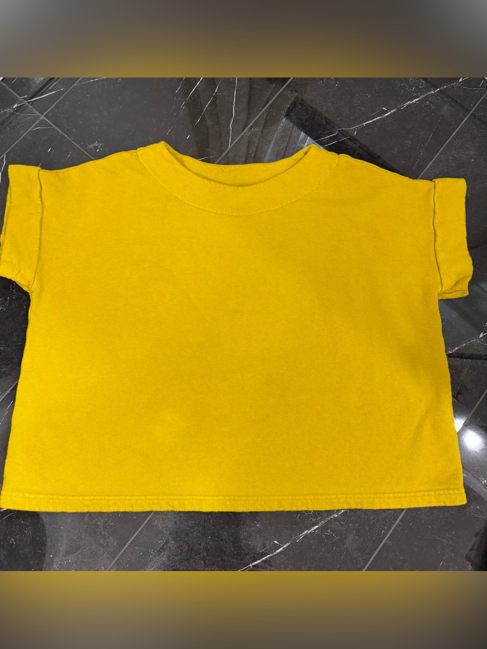 Bryn Walker Mustard Cotton Boxy Crop Top L/XL Made in USA